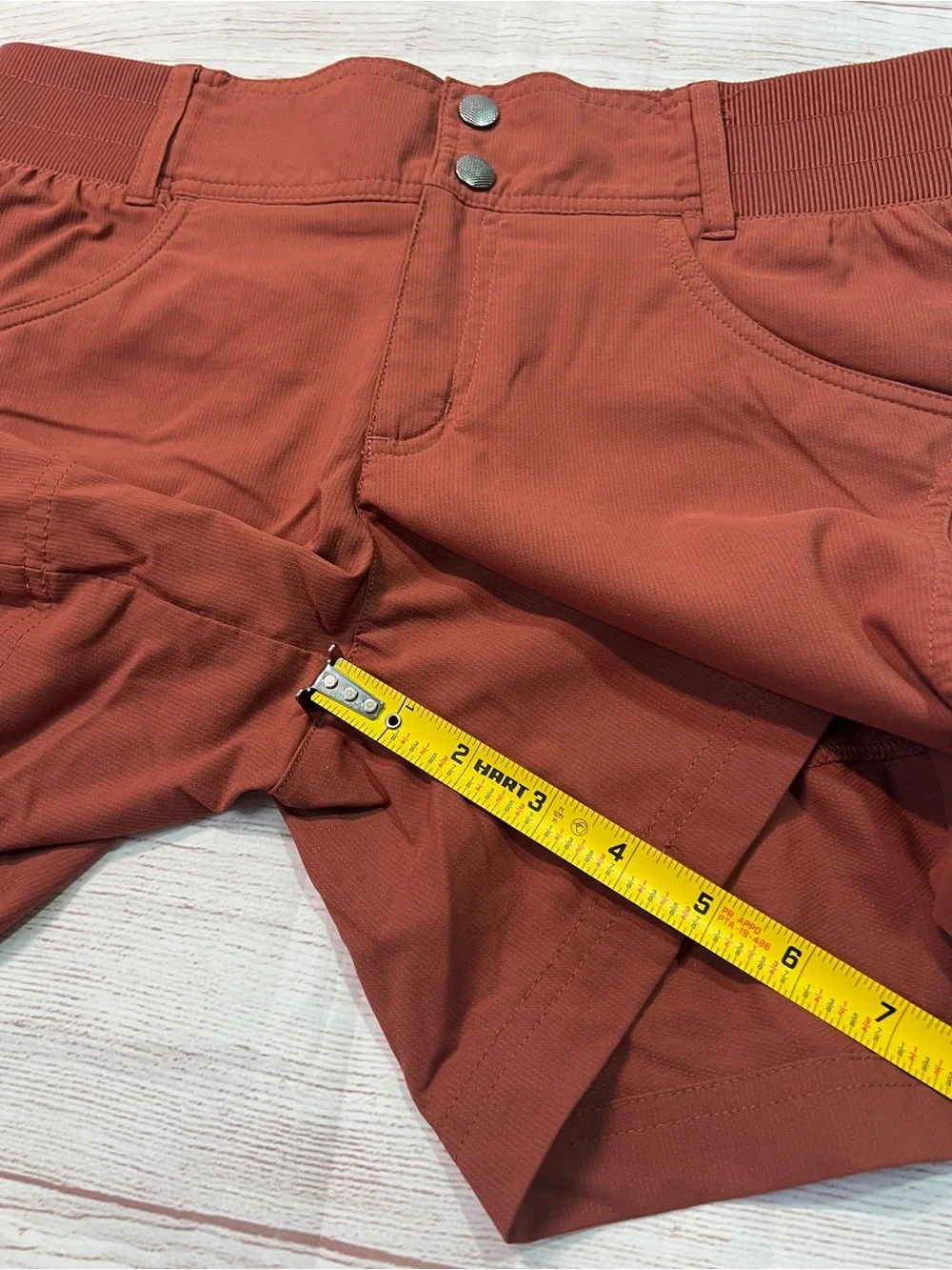 Title Nine Clamber 2.0 Hiking Shorts - 6 - rust red orange stretch 5" inseam - Picture 10 of 13